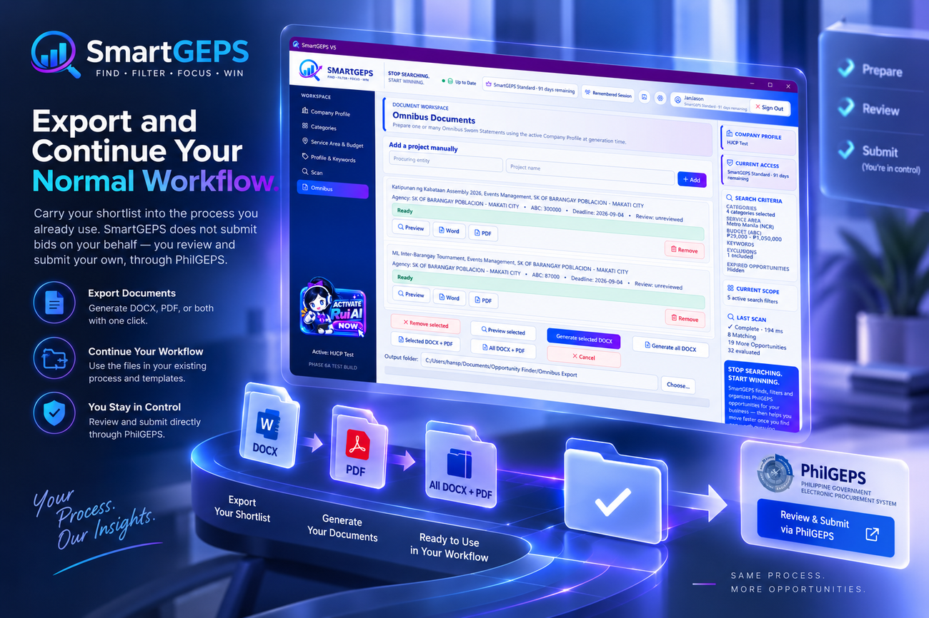 SmartGEPS — Export and Continue Your Normal Workflow.