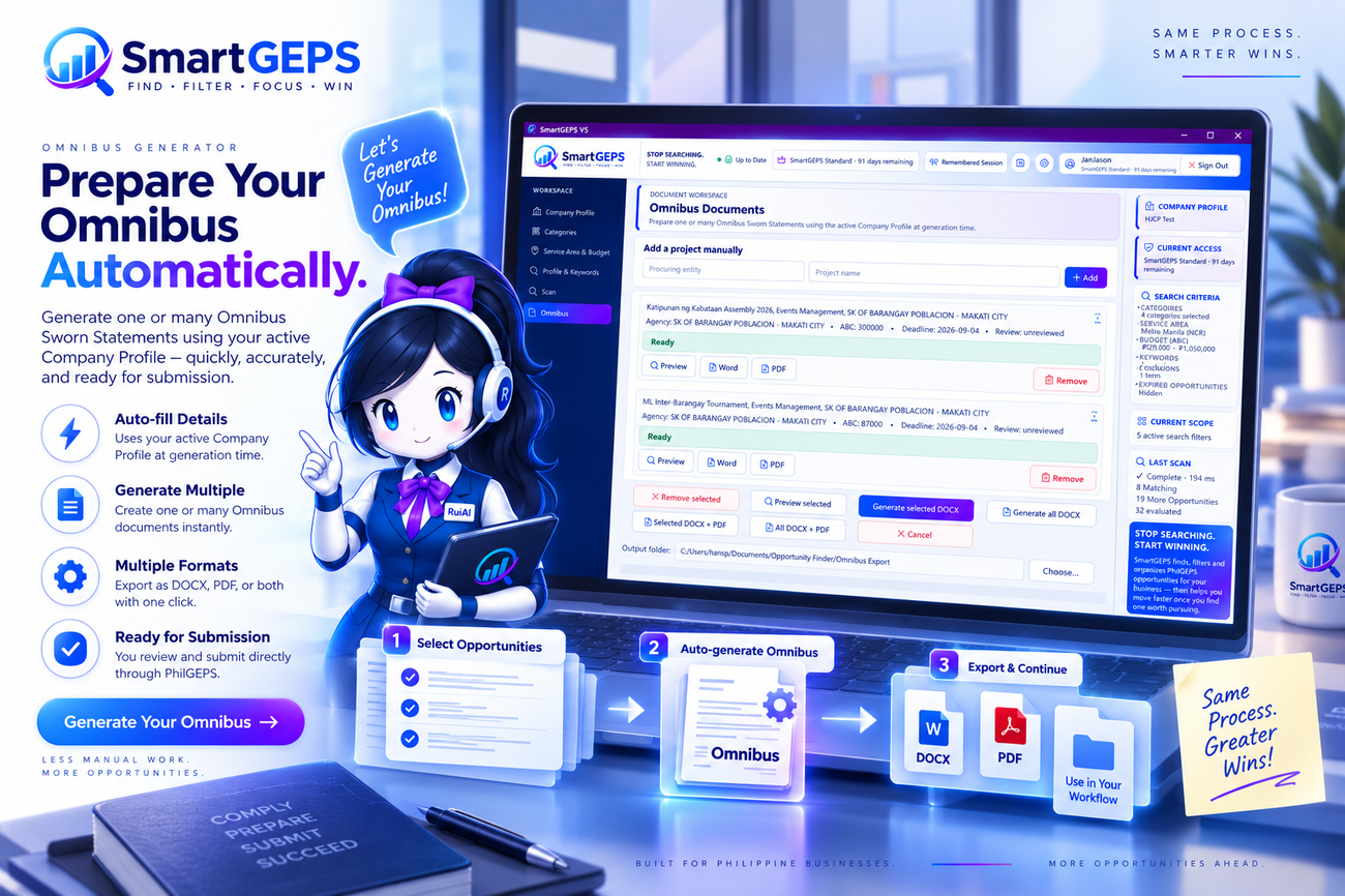SmartGEPS — Prepare Your Omnibus Automatically.