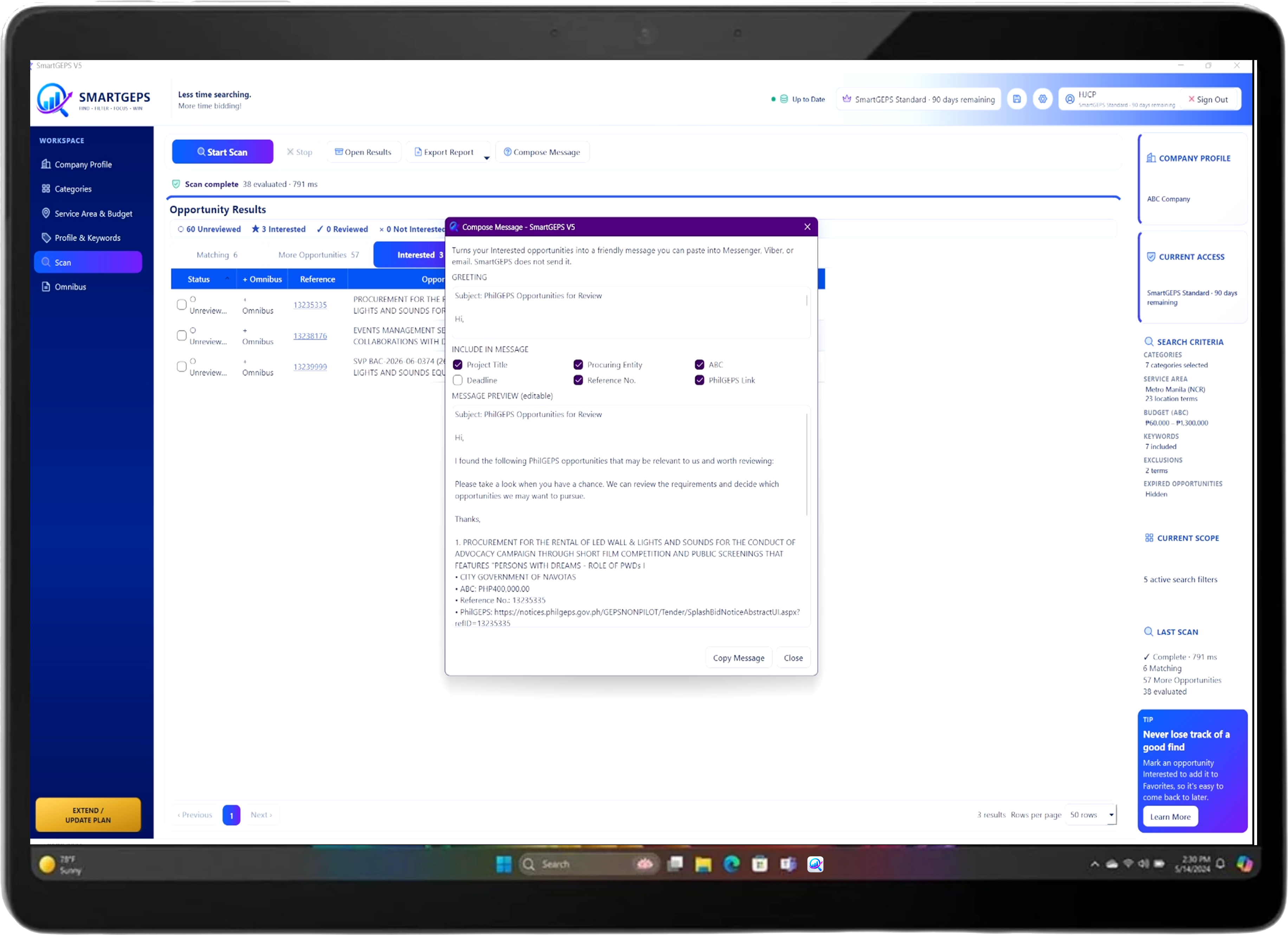 SmartGEPS message composer